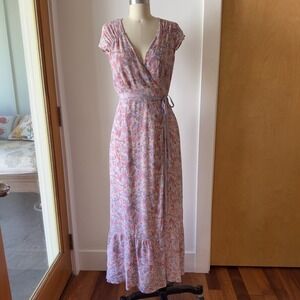 Reformation Haven Pastel Floral Maxi Wrap Dress-Size M-Carole Print-Summer Dress